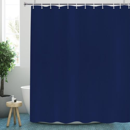 YISURE Tenda da doccia blu marino 200x240 altezza extra, Tenda da doccia in tessuto poliestere blu scuro antimuffa lavabile in lavatrice con pesi per tenda da doccia, larghezza 200 x altezza 240cm