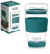 Tupkee Double Wall Glass Tumbler - 8-Ounce, All Glass Reusable Insulated Tea/Coffee Mug & Lid, Hand Blown Glass Travel Mug - Cyan