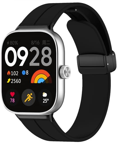 LanQii Silicone Cinturino per Xiaomi Redmi Watch 5/Watch 4/Xiaomi Smart Band 9 Pro/Smart Band 8 Pro, Magnetici Cinturini per Redmi Watch 5/Watch 4/Xiaomi Mi Band 9 Pro/Mi Band 8 Pro - Nero