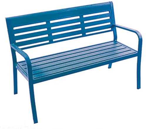 CAFIEDR Welcome Gartenbank, Metall, 2-Sitzer, Terrassenstuhl mit Armlehnen, Outdoor-Welcome-Design (blau)