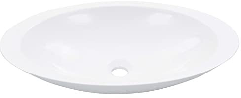 Tidyard Lavabo 59,3x35,1x10,7 cm Fonte minérale/marbre Blanc, Évier de Comptoir, Vasque à Poser, Lavabo de Salle de Bain pour Toilette, WC d'invités