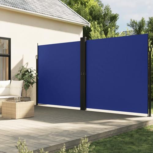 Home Items, versenkbare Seitenmarkise, blau, 200 x 600 cm, Anzugmöbel