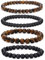 RANKEEF Perlenarmband herren 6mm/8mm Naturstein armbänder für herren Perlenarmbänder Set Verschiedene schwarze Perlenarmbänder für herren Verstellbares Stretch-Herrenarmband Tigerauge-Armband