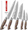 HEZHEN Messerset Profi Küchenmesser Set 5-Teili，Damaststahl Kochmesser Santoku Universal Tranchiermesser Gemüsemesser, Chefmesser Set Full Tang Griff