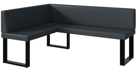 MEBLINI Eckbank für Esszimmer - Küchenbank - Essecke - Sitzecke Küche - Toni - U-Beine 128x168x87cm Links - Dunkelgrau Kunstleder