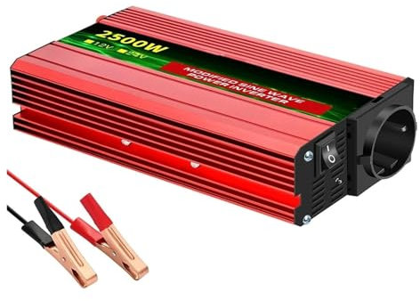 Convertisseur Onduleur 12V 220V Onduleur À Onde Sinusoïdale Modifiée DC 12V À AC 220V 600W-4000W Convertisseur De Batterie Externe Portable Solaire Onduleur De Voiture Onduleur(12V 2500W 50HZ EU)