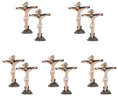 PRETYZOOM 5 Sätze Jesus Vers Krippe Engel Figur Crimp-Dekoration Kruzifix-Statue Doppelt Doppelhelm Kreisförmige Dekoration Skulptur Unbesaitet Miniaturhalterung Reifen Harz 2 Stück * 5