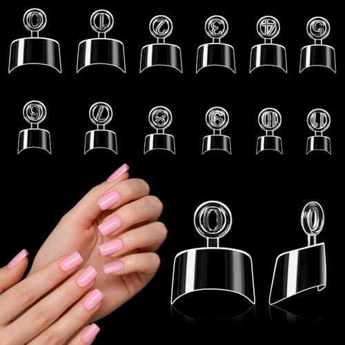 Kiiwah 240 Stück Oval Kurz Falsche Nägeltips Set, 12 Größen Acryl Halbe Abdeckung Gefälschte Nagelspitzen Künstliche Nägel Zum Aufkleben mit Griff Für Frauen Salon DIY Kunst Maniküre