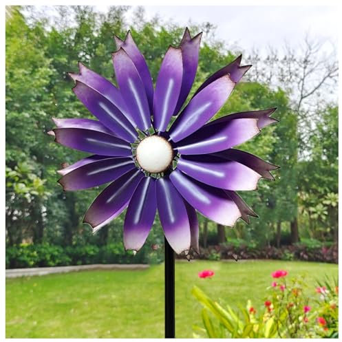 WindräDer Garten 149cm Groß Magische WindmüHle Groß WindmüHle Garten Groß FüR Den AußEnbereich,Terrasse, Rasen,Purple