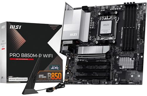 MSI PRO B850M-P WiFi Motherboard, ATX - Supports AMD Ryzen 9000/8000 / 7000 Processors, AM5 - DDR5 Memory Boost (8200+ MT/s OC), PCIe 5.0 x16 & 4.0 x16, M.2 Gen5, Wi-Fi 7, 5G LAN
