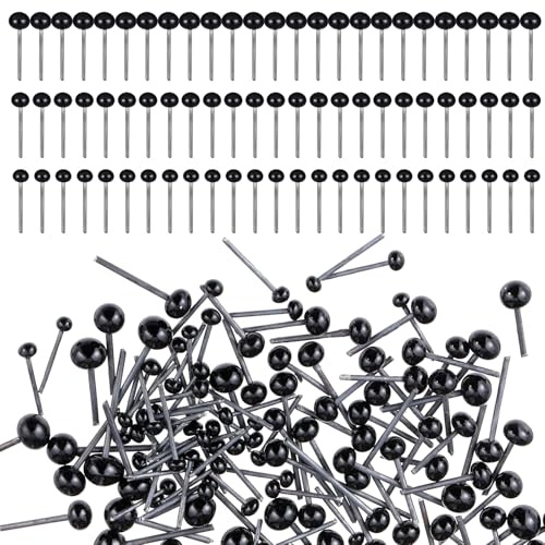 Ojos de cristal para manualidades, 150 ojos de seguridad de 2/3/4 mm, tipo aguja, ojos de cristal, bola pequeña, ojo de manualidades para bricolaje, oso, peluche, marionetas, agujas, fieltro