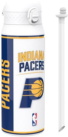 NBA Indiana Pacers Sports Thermal Water Bottle with Removable Straw, 750ml/24oz, Leak-Proof Insulated Drinking Bottle, Easy to Open, Secure Lock, Dishwasher Safe, Flip Cover, Metal Bottle