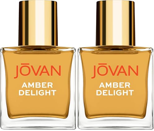 Jovan Essentials Amber Delight Eau de Parfum, langanhaltender, luxuriöser Amber-Duft mit Noten von Minze, Mandarine, Patschuli und Tonkabohne, 50 ml (Packung mit 2)