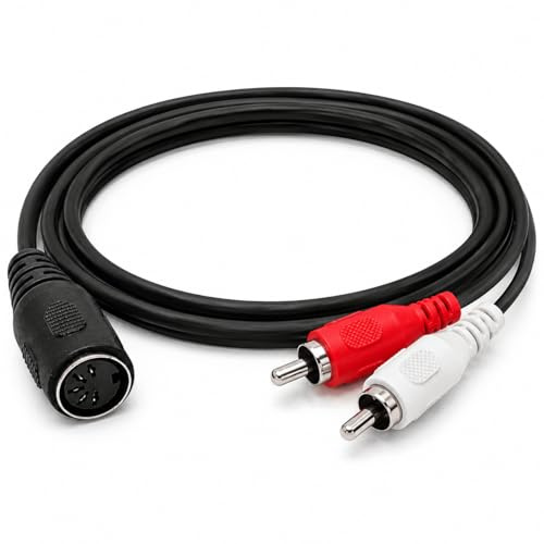 Medrialife Cavo audio RCA da 1,5 m, cavo di prolunga a 5 poli, connettore DIN a 5 poli, maschio 2 RCA, cavo adattatore per subwoofer, altoparlante, home theatre