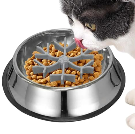 Lento para Perros Cuenco Anti Atragantamiento Plato | Plato de Silicona y Acero Inoxidable para Comer Despacio Alimentación con Agua y Comida para Perros y Gatos de Todas las