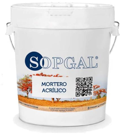 Mortero Acrílico con Áridos (25kg, Gris) - Altamente elástico e impermeable para exteriores: rellenado de grietas, colocación de azulejos... - Sopgal
