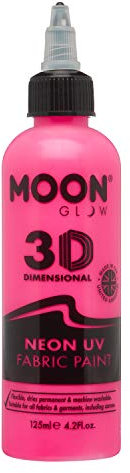 Moon Glow - Neon UV 3D Fabric Paint - 125ml - Intense Pink - Textile paint for clothes, t-shirts, bags, shoes & canvas