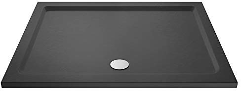 Nuie TR71033 | Modern Bathroom Rectangular Slimline Pearlstone Shower Tray, 800mm x 1400mm, Slate Grey