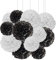 ZooYoo 12 Stück schwarze und weiße hängende Pompons aus Seidenpapier für partydeko,decke,wand,seidenblumen– 2 Farben à 30,5 cm, 25,4 cm