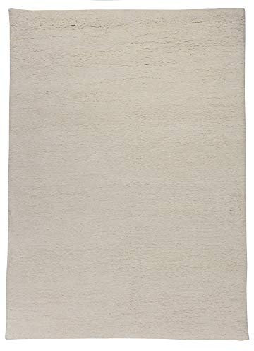 Original Berber Teppich aus 100% nachhaltiger Schurwolle; handgeknüpft, weich und robust aus Marokko | 90 x 160 cm; Farbe: Weiß | Florrfäden: ca. 102400 | THEKO die markenteppiche - Taza Royal