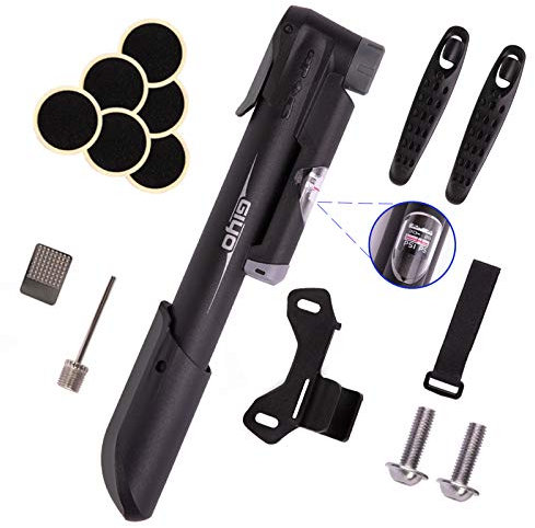 KKshop Mini Bike Pump, Aluminum Alloy Portable Bicycle Tire Pump, Compatible with Universal Presta and Schrader Valve Frame Mounted Air Pump, Hand Pump for Mountain Road Bike, Scooter, Ball, Tires