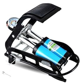 PRO Luxus-Fußpumpe Doppelzylinder und Manometer – Autoreifen Fahrradreifen Motorradreifen Luftmatratze - 12 bar/170 Psi - Decopatent