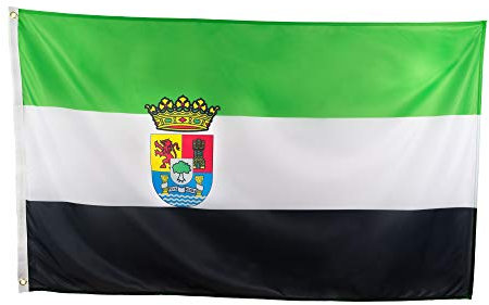 esvendio Bandera de Extremadura Grande de Tela Fuerte, Bandera Extremeña para Exterior 150x90 cm