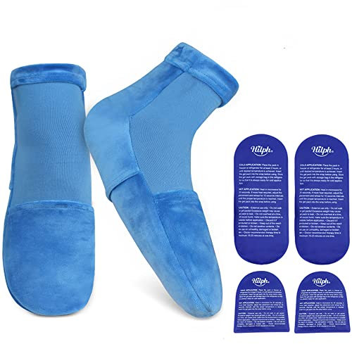 Hilph Kühlsocken Chemotherapie, Kühlschuhe füß und Kühlende Socken mit 4 Kühlpads Gel Kühlakkus für Füß Kühlen Plantarfasziitis, Geschwollene, Socken für Kalte Füße, 1 Paar (M)