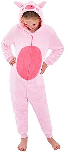 Animal Crazy Onesie Girls Boys Kids Childrens Fleece Onesies Jumpsuit Playsuit One Piece UK Seller - Pink - 11/12 Years