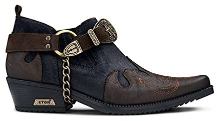 Scarpe da Uomo in Vera Pelle Blu da Cowboy con Catena Cubana in Metallo Stile Winklepickers 40
