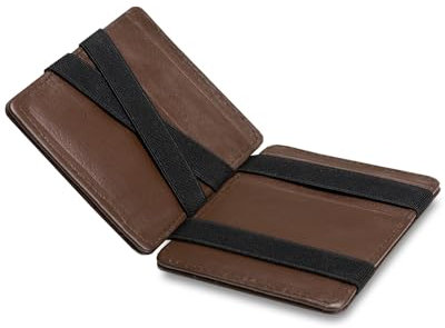 Lederhand® Magic Wallet – Echt Nappaleder Geldbörse handgemacht für Herren und Damen flaches Portemonnaie mit Münzfach und Platz für 8 Karten | Farbe Braun