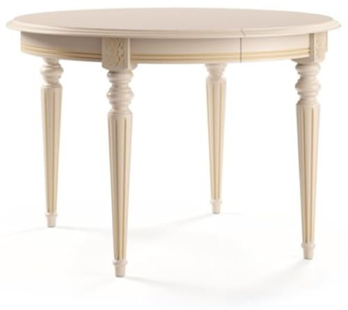 Casa Padrino Luxus Barock Esstisch Cremefarben/Gold 100-200 x 100 x H. 77,5 cm - Runder Ausziehbarer Massivholz Esszimmertisch - Barock Esszimmer Möbel