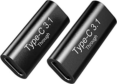 2PCS USB-C Female to USB-C Female Aluminum Connector Adapter Support 4K Video, Fast Charging & 10Gbps Data Transfer. Compatible for Samsung S20, Pixel 3 XL, Nexus 6P, Huawei Mate 20. (Black)