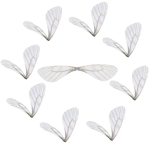 SUNNYCLUE 1 Box 100 Stück Schmetterlingsflügel Anhänger Stoffflügel Dekoration Libellenflügel Charms Für Frauen DIY Ohrring Schmuckherstellung Indoor Home Party Decor Crafts Blumenweiß
