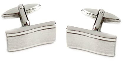 925er Manschettenknöpfe silbern matt glänzend dezent rechteckig wellige Form m.i. Germany + roter Exklusivbox