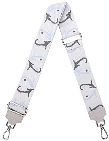 Ever Bloom breiter Schultergurt für Tasche, ital. 5 CM Schulterriemen Taschengurt Brustgurt mit Karabiner Wechselgurt Handtasche, DIY Zubehör, Schulterriemen Farbe:Herz Blau Grau