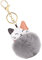 MoreChioce Pom Pom Schlüsselanhänger, Katze Bommel Schlüsselbund Anhänger Taschenanhänger Süß Plüsch Ball Schlüsselringe Mädchen Rucksack Charms Kofferanhänger Dekoration Zubehör,Grau