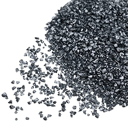 sourcing map 20g Crushed Glass Chips 1-3mm unregelmäßig metallisch Glitzerglas Hellschwarz
