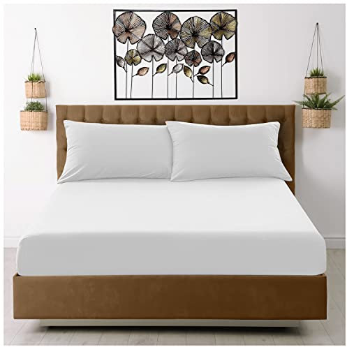 Mikrofaser-Spannbetttuch für Doppelbett, unifarben, Tiefe Tasche, 25 cm, schrumpffrei, farbecht und knitterfrei, für Matratze (137 x 193 cm), maschinenwaschbar