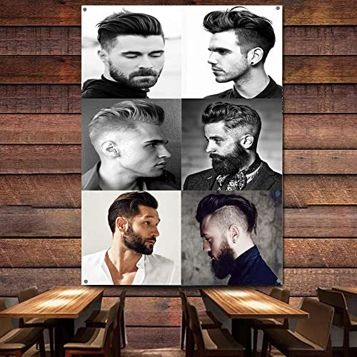 Neue Herren Business Frisuren Poster Vintage Barbier Shop Männerhöhle Wanddekoration Banner Flagge Friseursalon Friseur Wandposter