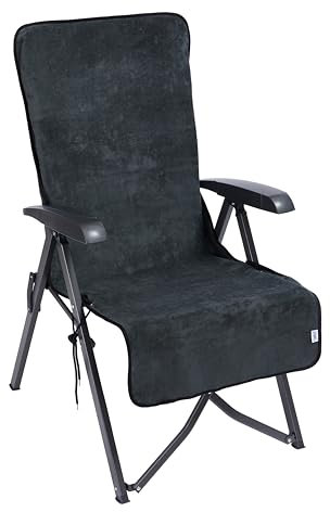 Sowel® Handtuch für Liegestuhl, Frottee Schonbezug, Bla Bla Lounger, 100% Baumwolle, 56 x 140 cm, Anthrazit/Schwarz