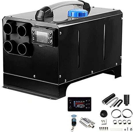 CSTAL 5KW All-In-1 Diesel-Lufterhitzer, 12V Kompakt-Standheizung, 4 Auslasslöcher, Schnelles Aufheizen, Mit Fernbedienung, LCD-Display Und Schalldämpfer,Schwarz