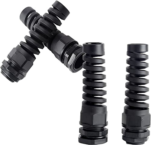 Cable Gland Connector, PG9 Plastic Wire Hole IP68 Waterproof Flex Spiral Strain Relief Protector for 4-8mm Dia Wire, 4pcs