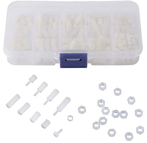 2,5 Mm Abstandshalter aus Kunststoff, Muttern und Schrauben und Abstandshalter, Weißes Nylon, 200 Stück, M2,5 Nylon, Männlich, Weiblich, Sechskant-Abstandsbolzen,