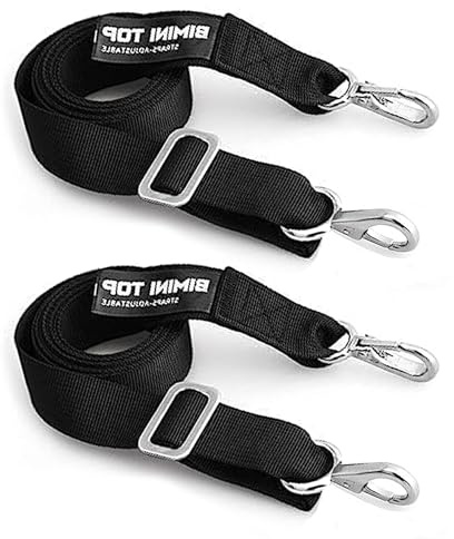 2Pcs Adjustable Bimini Boat Top Straps,24~60 Marine Awning Webbing Straps | Bimini Straps with Stainless Stee Heavy Duty Snap Hooks,Premium Boat Canopy Nylon Strap,Boat Awning Hardware Accessories