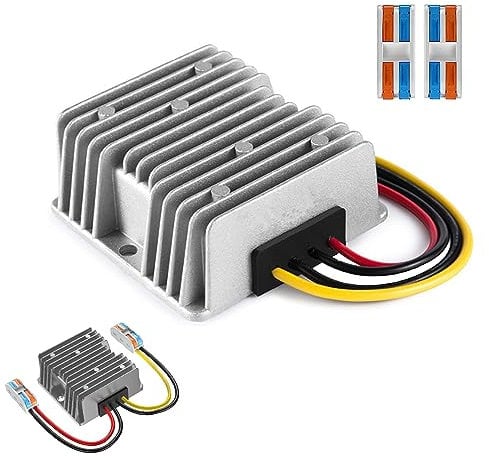 Wandler 24V auf 12V, 30A 360W DC 24V bis DC 12V Spannungswandler IP68 Wasserdicht Step Down Wandler mit Kabelverbinder Abwärtswandler für Golfwagen Light Truck DC 18-35V Eingang