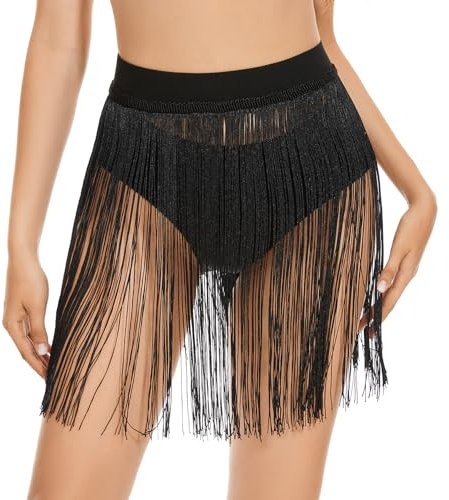 XZQTIVE Fransenrock Damen Festival Quastenrock Punk Gothic Rock Gürtel Tanz Hip Halloween Rock Gürtel für Party Clubwear Schwarz S