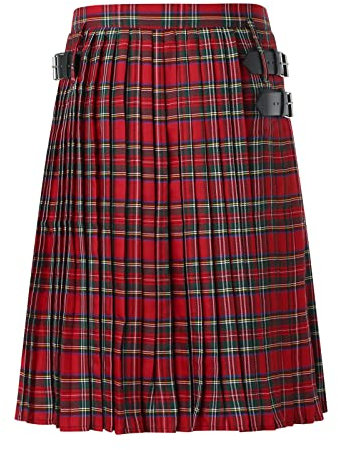 Schottischer Rock Herren, Schotte Karierte Kilt Retro Baumwolle Schottische Culottes Kendo-Rock Modische Plisseerock Leisure Klassischer Schottland Männer Highland-Tartan-Rock mit Taschen