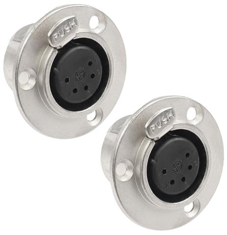 MEIRIYFA 5 Pin XLR Buchse Panel Mount Stecker Mikrofon Audio Jack Lautsprecher Adapter, XLR 5 Pin Runde Panel Mount Chassis für Mic - 2Pack (5 Pin Buchse)