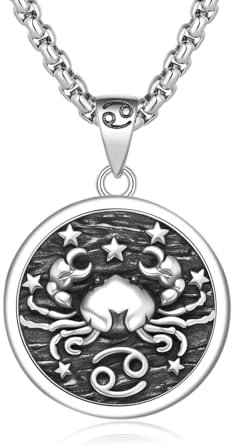 REDSUN Sternzeichen Krebs mit Halskette 925 Sterling Silber 12 Konstellation Kette Sternzeichen Krebs Anhänger Tierkreiszeichen Anhänger für Damen, Herren oder Kinder